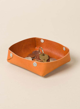 美国手工 Wood and Faulk 真皮收纳盒 家居小物收纳拖盘 钥匙归置