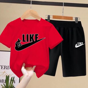 童装儿童夏季短袖T恤套装潮童幼童半袖上衣中大童运动t恤帅气套装