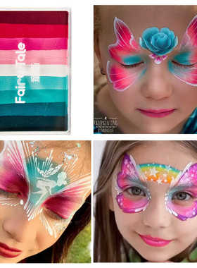 儿童面部彩绘粉绿色蝴蝶铺色盘