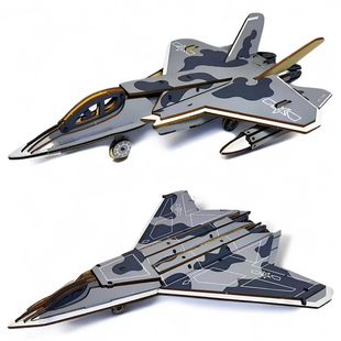 木质飞机模型3d立体拼图儿童益智动脑拼装飞机玩具手工积木战斗机