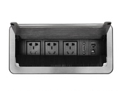 铝合金面板多功能毛刷桌面插座 组合电源模块台面信息接口过线盒