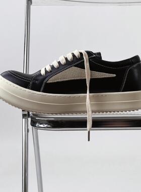 ro侵权鞋男女倒三角真皮板鞋增高新款小众低帮厚底奶香味休闲鞋潮