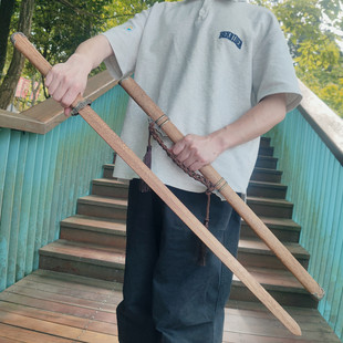 木质宝剑汉剑唐横刀木刀带鞘双手剑拔刀剑道具训练习儿童玩具木剑