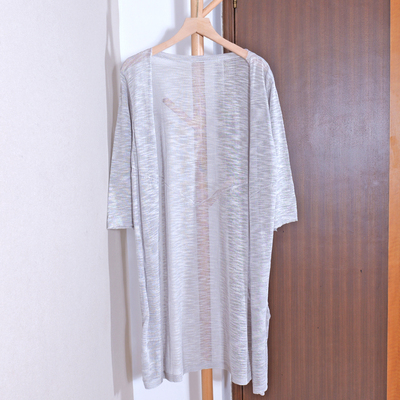 2025年秋季新款女装七分袖纯色中长款宽松V领披肩外套上衣服潮流