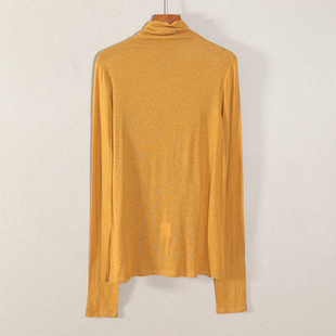 春秋款新品女装纯色修身显瘦打底衫上衣服休闲风长袖高领百搭简约