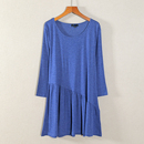 中长款 春秋季 休闲风九分袖 女装 直筒裙圆领纯色连衣裙子百搭潮 新品