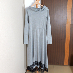 纯色蕾丝拼接中长款 女装 长袖 连帽修身 2025年秋款 连衣裙子时尚 新品