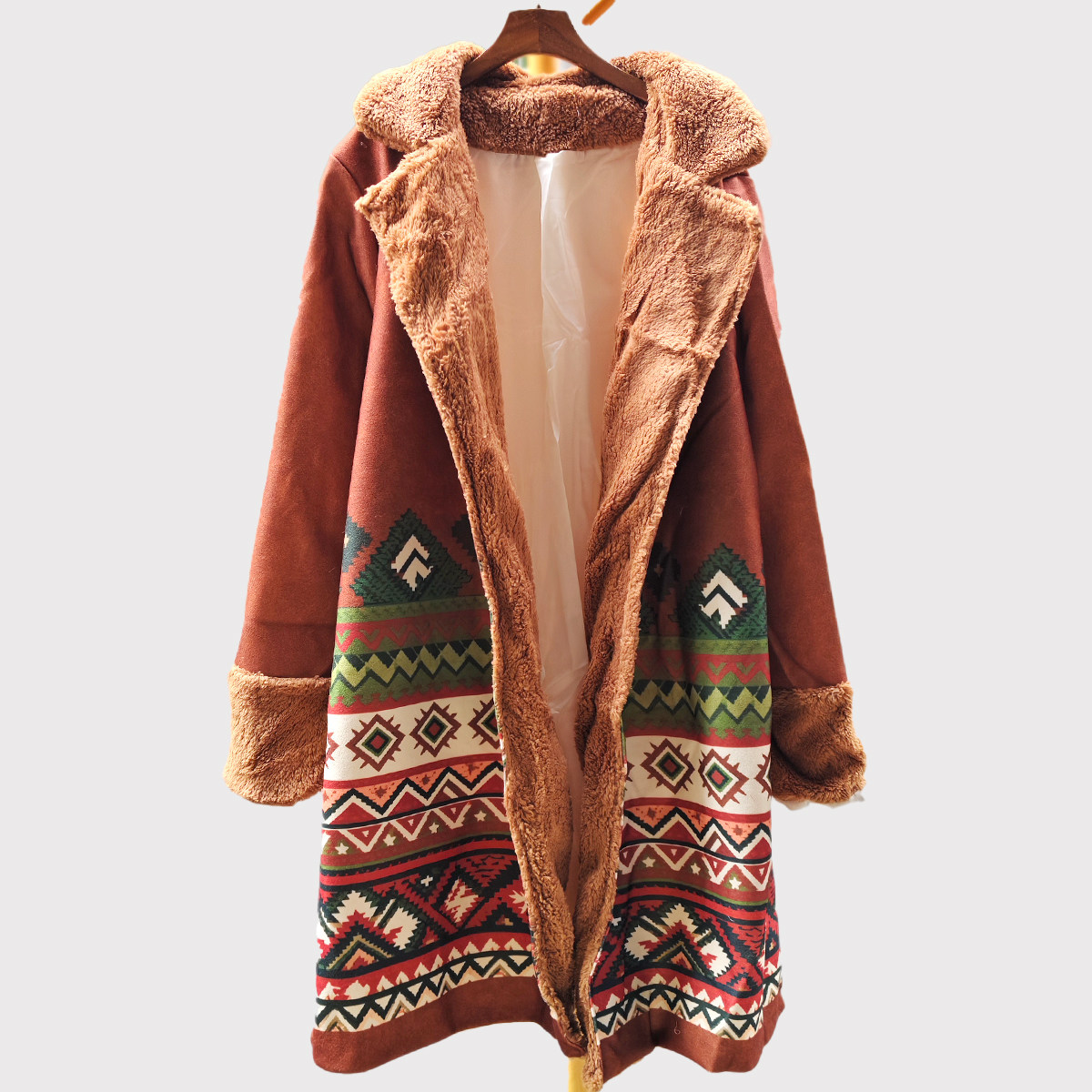 2025年冬季新款女装中长款V领印花长袖外套披肩百搭开衫时尚潮流,女装/女士精品,短外套,淘宝优惠券,粉丝福利购,淘宝优惠卷