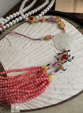 巨美，超重工蝴蝶岫玉璎珞项链备注斜挎链背链手工流苏吊坠