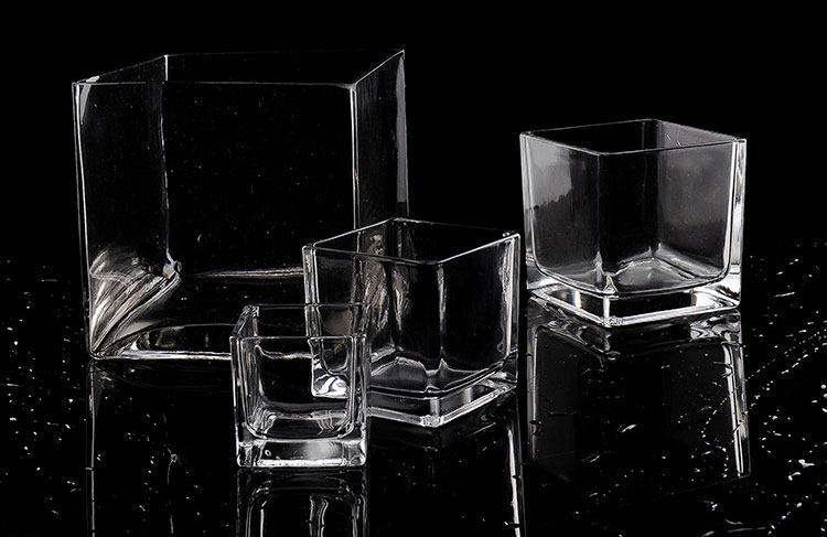 正方形水培玻璃器皿 透明玻璃方缸 绿萝 睡莲 水培花器 玻璃花瓶