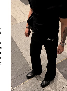 Lulumade【牛王13000版】15oz经典马衔扣宽松直筒黑色牛仔裤男