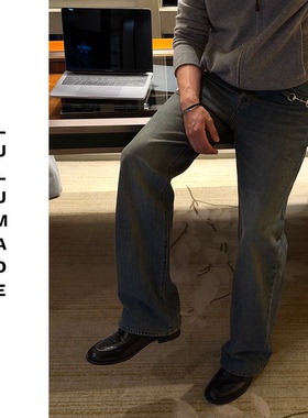 Lulumade【guc10700版】13oz复古水洗蓝经典马衔扣直筒牛仔裤 男