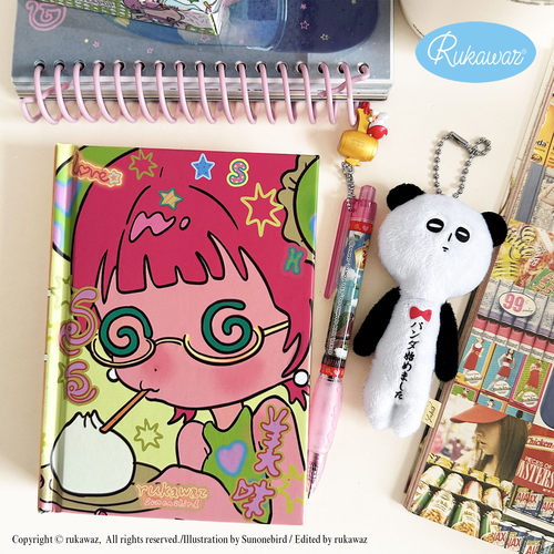 Rukawaz x 鸟鸟一联名原创小笼包可爱复古A6硬壳彩页手账本可平摊