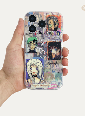 RUKAWAZxOliwa奥莉蛙联名原创天使学园复古适用于iPhone苹果17/promax/16/15精孔双层磁吸imd手机壳