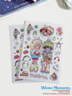 RUKAWAZx鸟鸟一原创可爱动漫冬日回忆哑膜闪膜贴纸手帐动漫