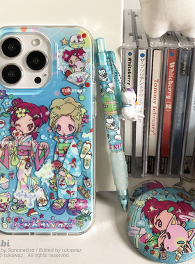 RUKAWAZx鸟鸟一联名原创双层夏日金鱼花火可爱动漫日系适用于iPhone苹果17/promax/16/15大孔imd手机壳