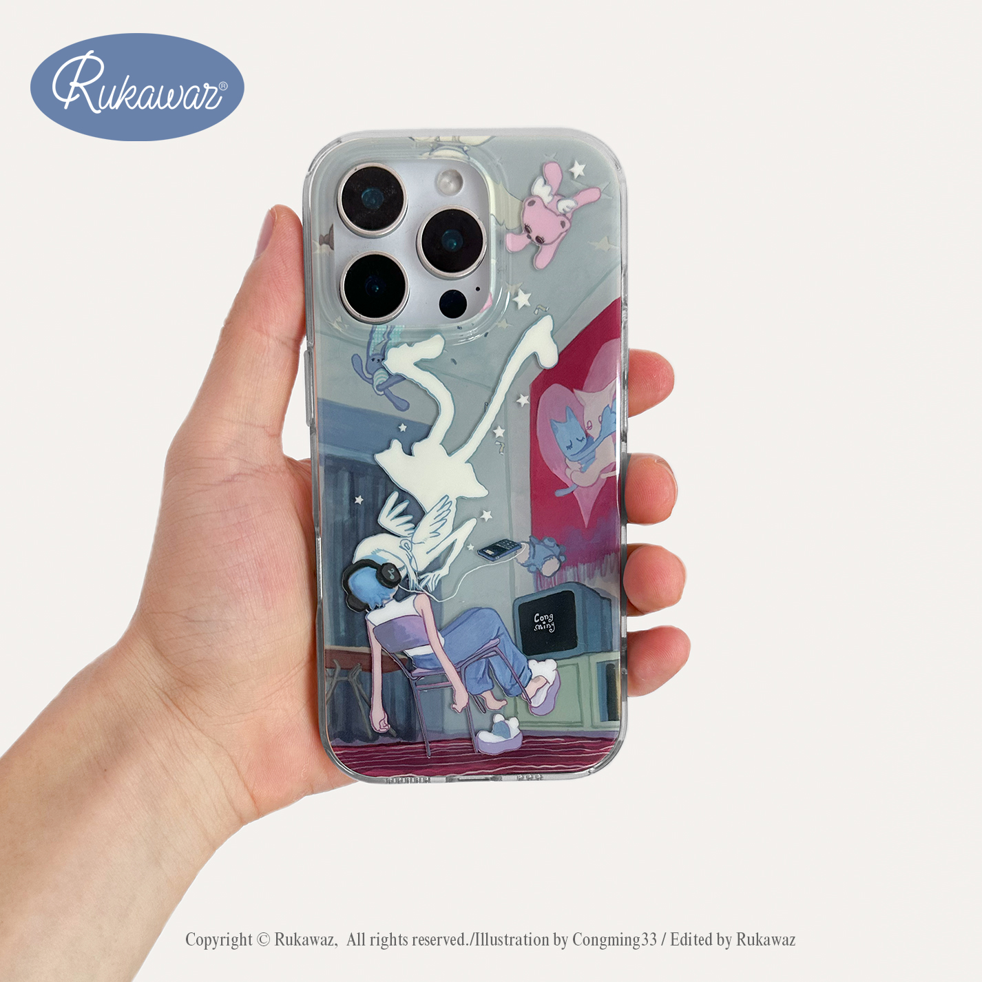 RUKAWAZxCongming33 联名原创设计GOODBYE适用于iPhone苹果17/promax/16/15大孔双层imd手机壳