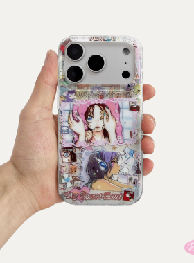 RUKAWAZxOliwa奥莉蛙联名原创设计 秘密 复古适用于iPhone苹果17/promax/16/15大孔双层磁吸imd手机壳