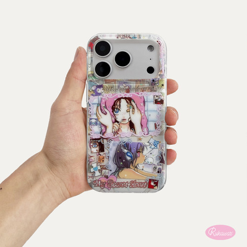 RUKAWAZxOliwa奥莉蛙联名原创设计 秘密 复古适用于iPhone苹果17/promax/16/15大孔双层磁吸imd手机壳