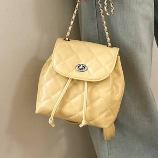 韩系小众菱格双肩包女2026新款春季百搭高级感时尚学生背包通勤包