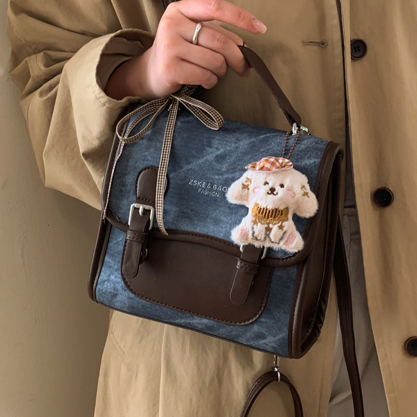 百搭美拉德风学生背包女