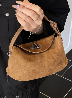 今年超火复古手拎包女2026新款秋季时尚麂皮绒百搭通勤单肩斜挎包