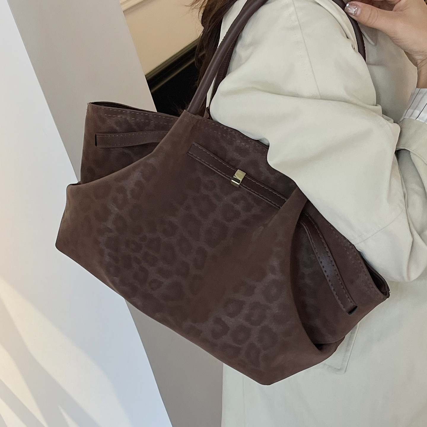 百搭高级感豹纹手拎包女式