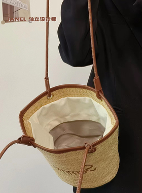 jamel法式草编包女2026新款夏季ins编织包沙滩度假包慵懒风单肩包
