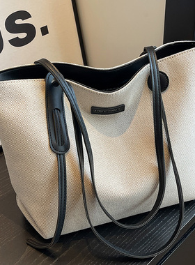 百搭大容量帆布包女包2026新款时尚学生上课单肩托特包休闲通勤包