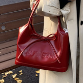 冬季 今年超火芭蕾风腋下包女式 2026新款 百搭红色蝴蝶结单肩新娘包