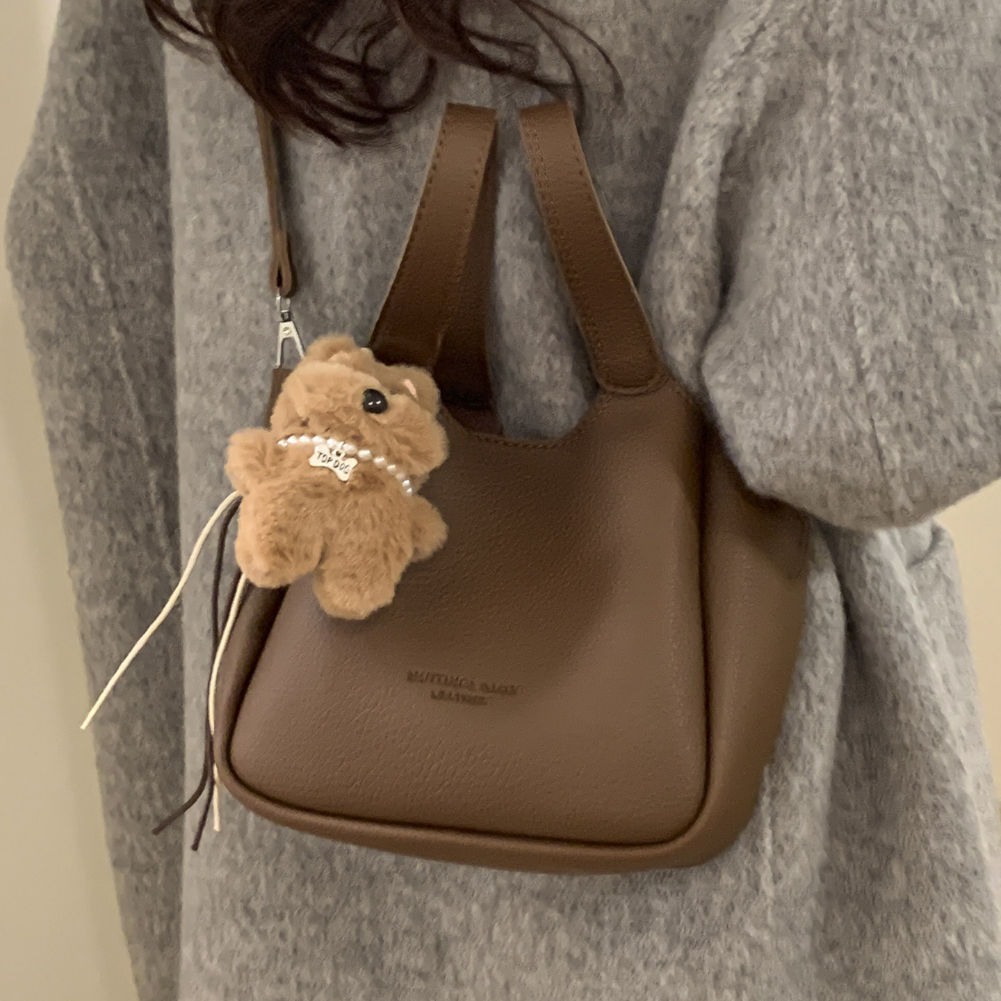 韩系小众复古手拎水桶包女