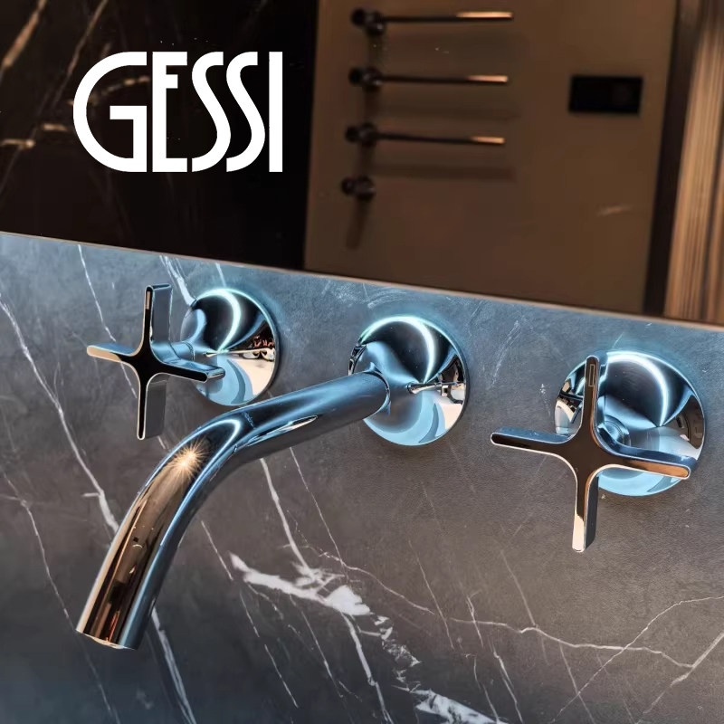 GESSI意大利捷仕全铜暗装嵌入墙双把浴室柜台上下面盆冷热水龙头