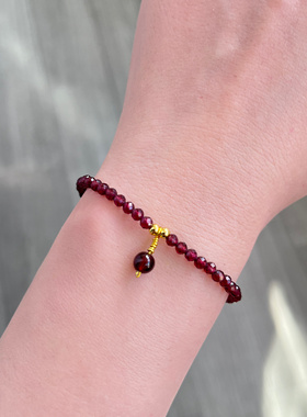 爆款天然石榴石手链细水晶手链女款手工吊坠手饰品现货简约时尚