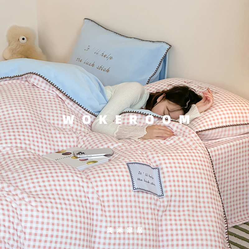 A类韩式冬季保暖牛奶绒四件套