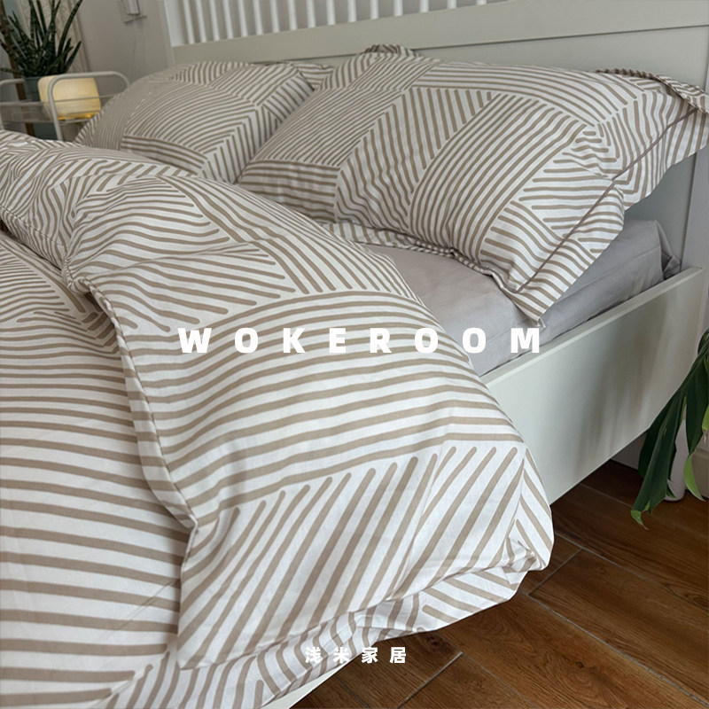 条纹是夏天的感觉 100%纯棉四件套斜纹全棉被套1.5m1.8床品床笠款