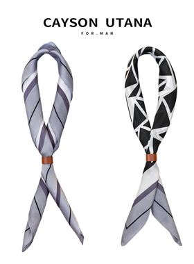 复古男士丝巾扣套装阿美咔叽方巾英伦衬衫领巾薄款小围巾