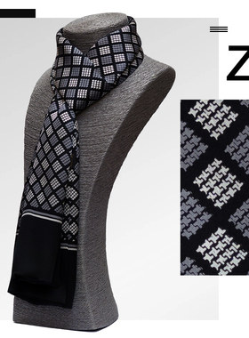 男士真丝围巾长款桑蚕丝丝巾双面丝绸百搭轻薄围脖