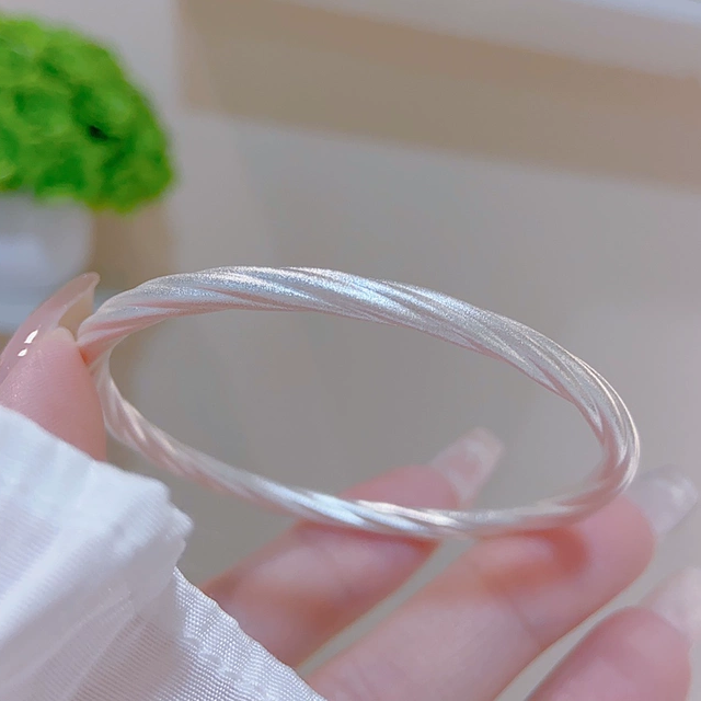 水贝银饰纯银999古法麻花手镯