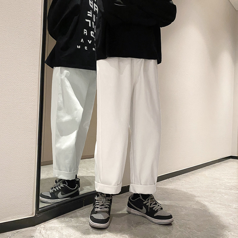 港风内景模特大码色男士宽松裤白休闲港风DSA012k232p55,男装休闲裤,星座415A（原A012）