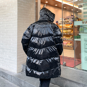 港风大码男士大码日系男棉衣黑色亮面dsa012m15p135图片