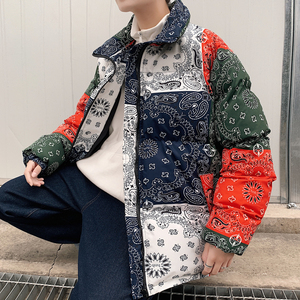 港风大码男士大码男棉衣色碎花不规则不对称面DSA012m36p110图片