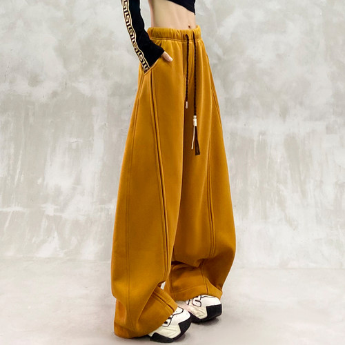 帅气拼接设计加绒加厚休闲弯刀裤