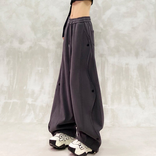 帅气拼接休闲弯刀裤女