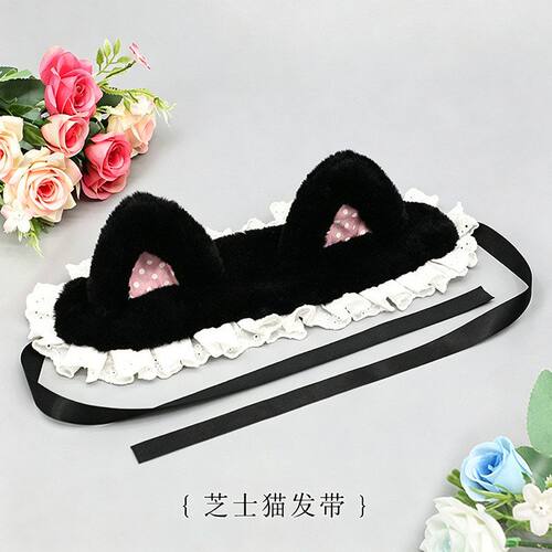 手作毛绒猫咪耳朵波点发饰甜美可爱头饰发夹日系lolita猫耳发带