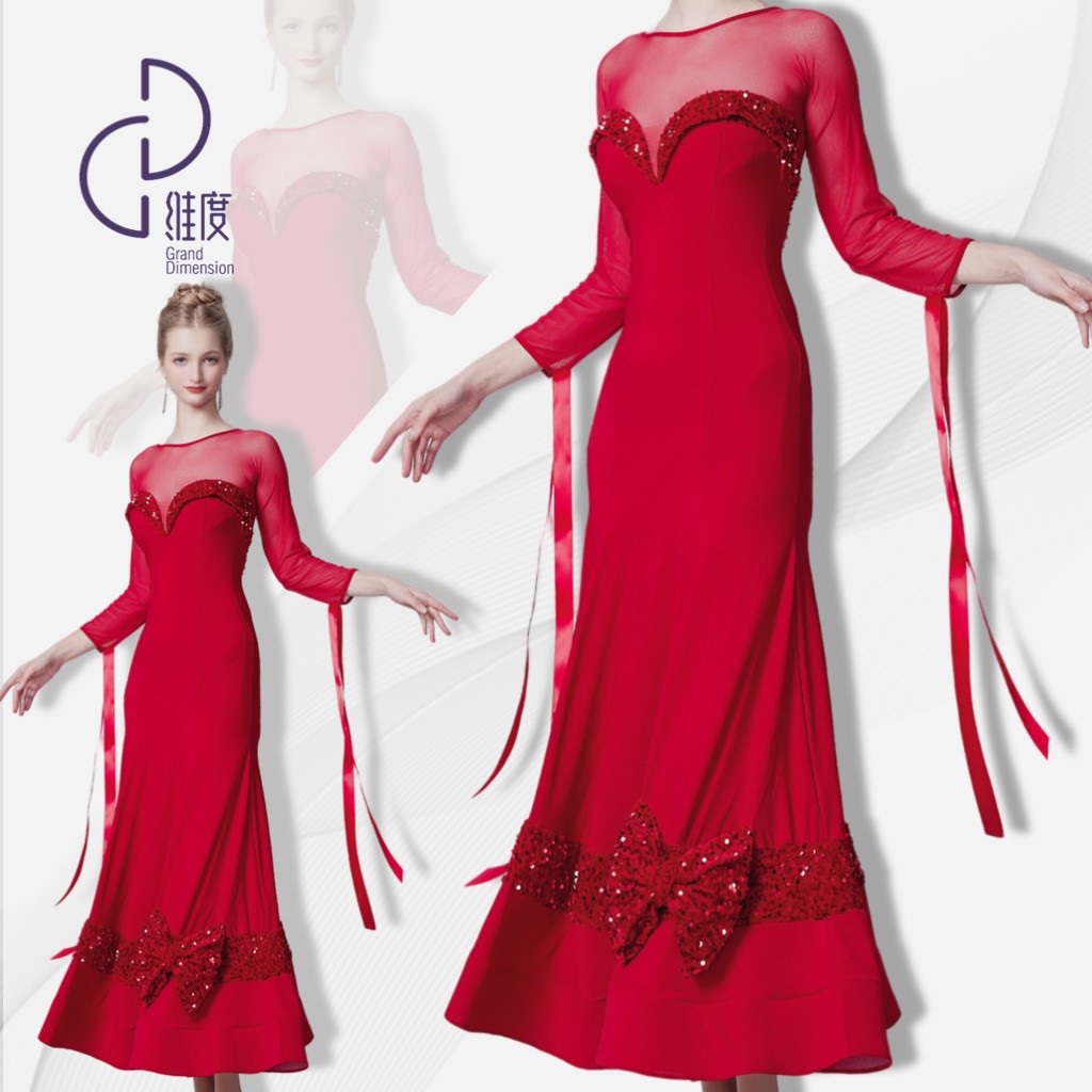 【维度舞服】L79女神专属舞会新款连衣裙摩登蹈服练习服性感修身