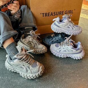 女童榴莲底运动鞋2026春秋新款儿童轮胎底老爹鞋潮男童网面跑步鞋