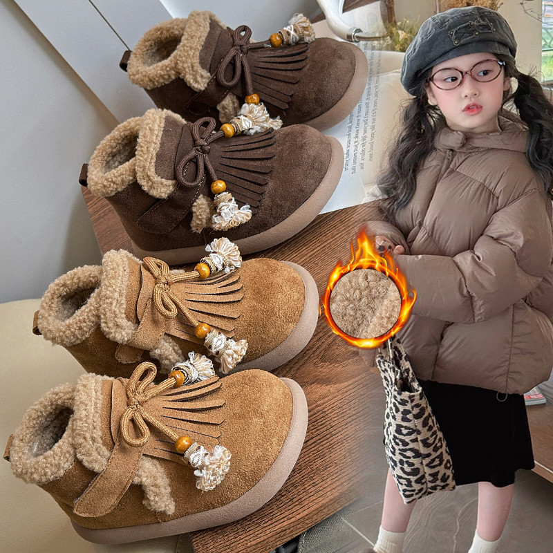 女童加绒保暖棉靴防水防滑短靴