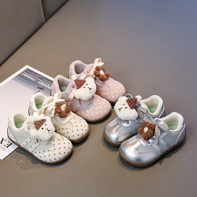 女童透气防滑毛绒卡通勃肯学步鞋