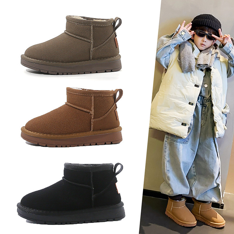 儿童雪地靴2025冬季新款东北加绒加厚大棉靴男童防水防滑儿童棉靴