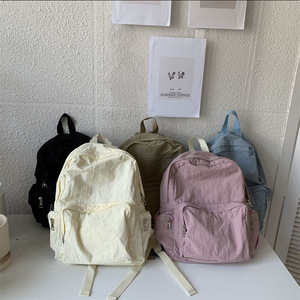 包包女韩版新款双肩包尼龙背包休闲学生书包百搭布袋情侣款纯色潮